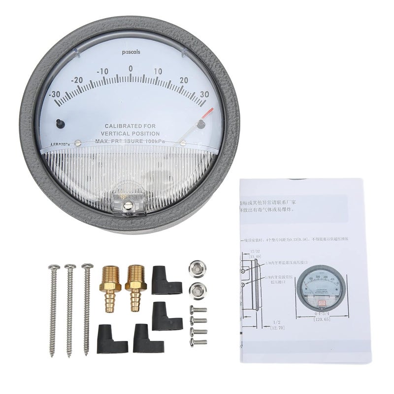 Hyuduo Differential Pressure Gauge HVAC Pointer Pressure Gauge Differential Pressure Detection Gauge Clean Room HVAC Filter Industrial Pressure Gauges - Image 1